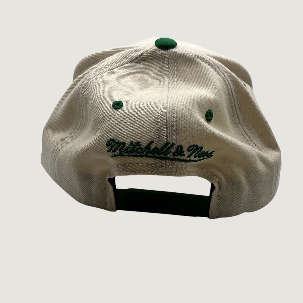 Mitchell & Ness Milwaukee Bucks Snapback Hat Cream Green Wool NBA Adjustable - Picture 5 of 8